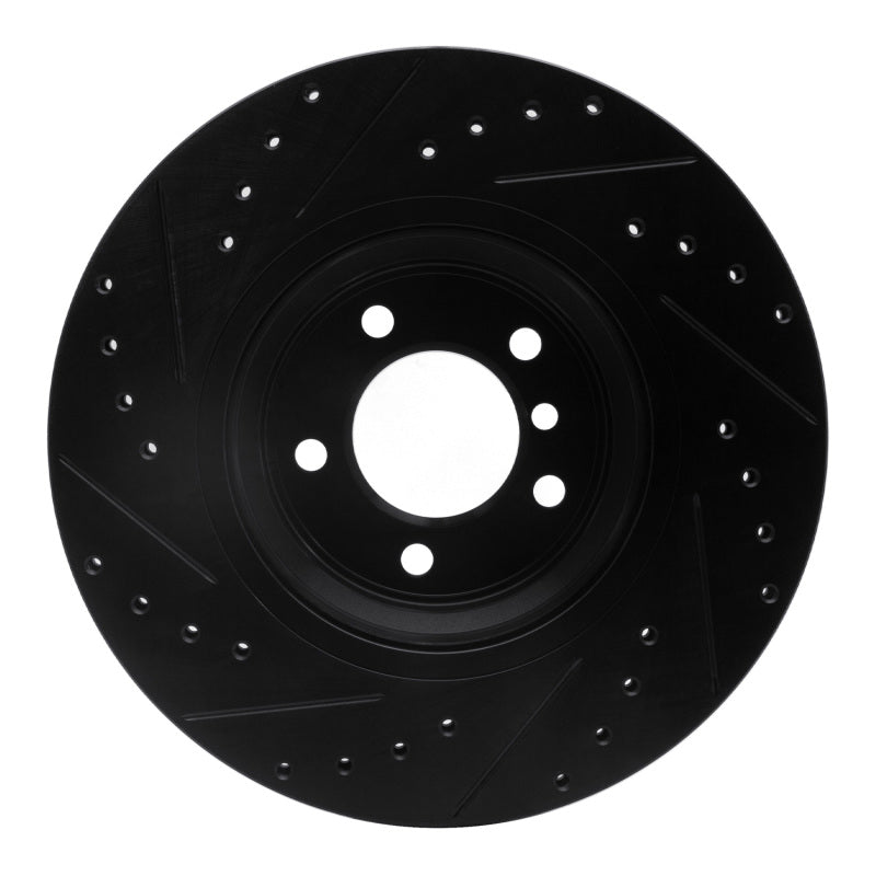 R1 07-15 BMW 335I Front Right Drilled & Slotted Black Brake Rotor-Brake Rotors - Slot & Drilled-Grocery Getter Performance