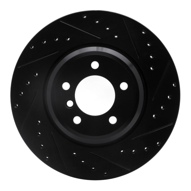 R1 07-15 BMW 335I Front Right Drilled & Slotted Black Brake Rotor-Brake Rotors - Slot & Drilled-Grocery Getter Performance