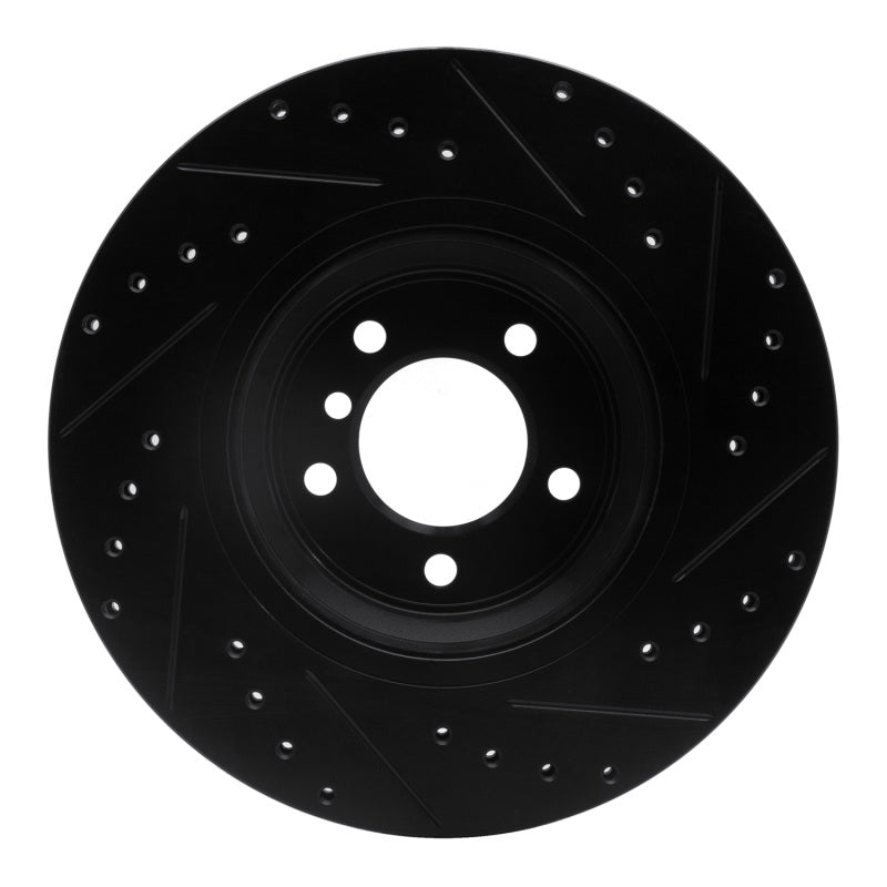 R1 07-15 BMW 335I xDrive Front Left Drilled & Slotted Black Brake Rotor-Brake Rotors - Slot & Drilled-Grocery Getter Performance
