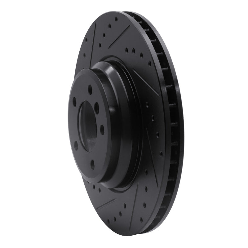 R1 07-15 BMW 335I xDrive Front Left Drilled & Slotted Black Brake Rotor-Brake Rotors - Slot & Drilled-Grocery Getter Performance