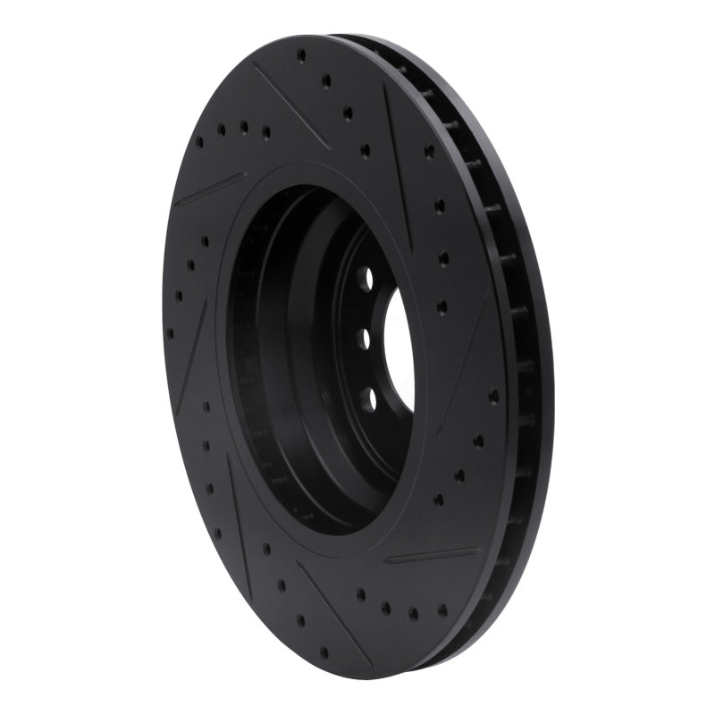 R1 07-15 BMW 335I xDrive Front Left Drilled & Slotted Black Brake Rotor-Brake Rotors - Slot & Drilled-Grocery Getter Performance