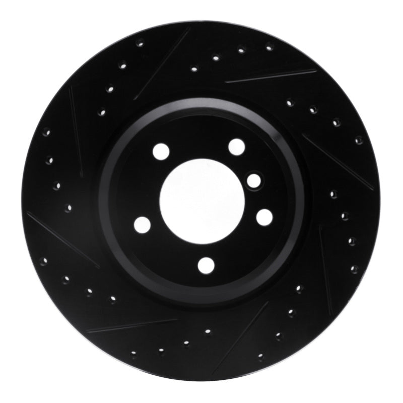R1 07-15 BMW 335I xDrive Front Left Drilled & Slotted Black Brake Rotor-Brake Rotors - Slot & Drilled-Grocery Getter Performance