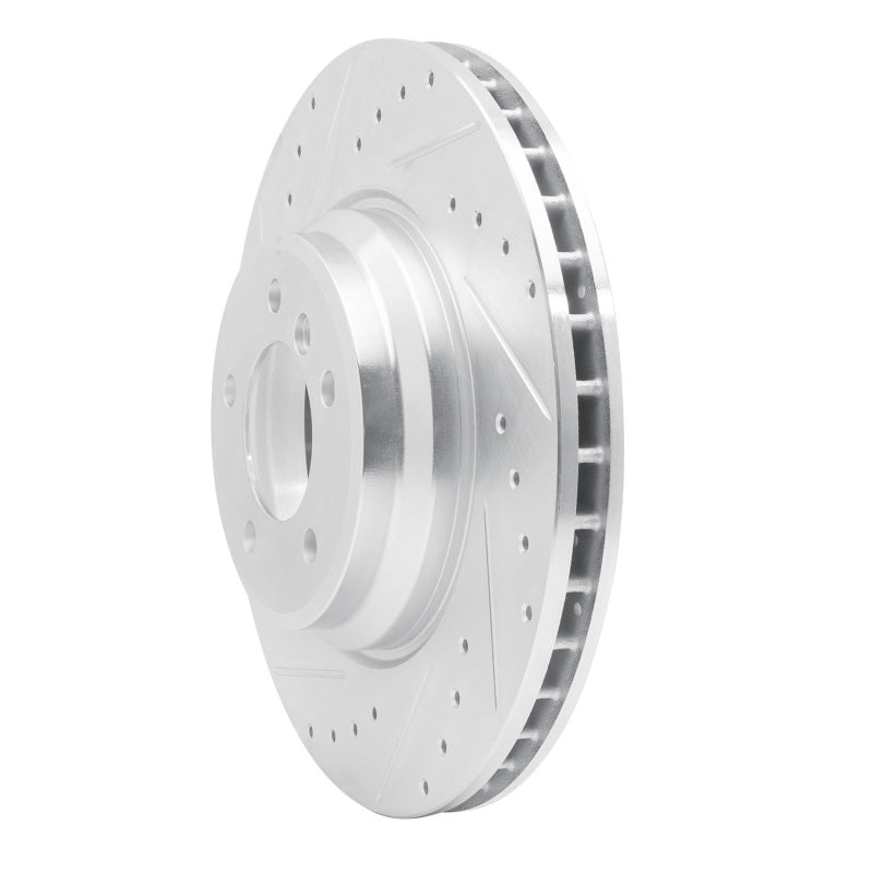 R1 07-15 BMW 335XI Front Left Drilled & Slotted Silver Brake Rotor-Brake Rotors - Slot & Drilled-Grocery Getter Performance