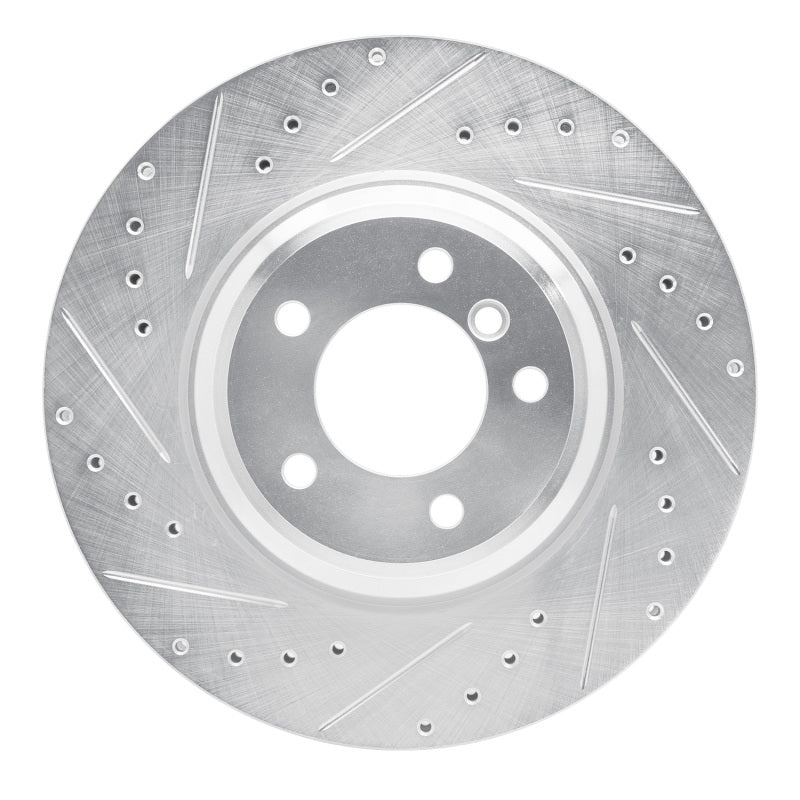 R1 07-15 BMW 335XI Front Left Drilled & Slotted Silver Brake Rotor-Brake Rotors - Slot & Drilled-Grocery Getter Performance