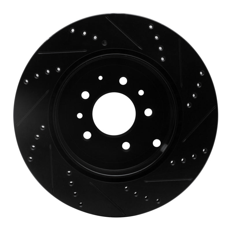 R1 07-15 Mazda CX-9 Rear Left Drilled & Slotted Black Brake Rotor-Brake Rotors - Slot & Drilled-Grocery Getter Performance