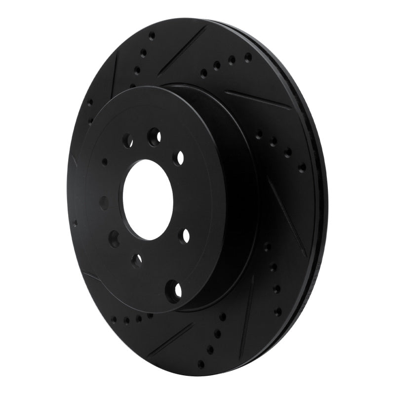 R1 07-15 Mazda CX-9 Rear Left Drilled & Slotted Black Brake Rotor-Brake Rotors - Slot & Drilled-Grocery Getter Performance