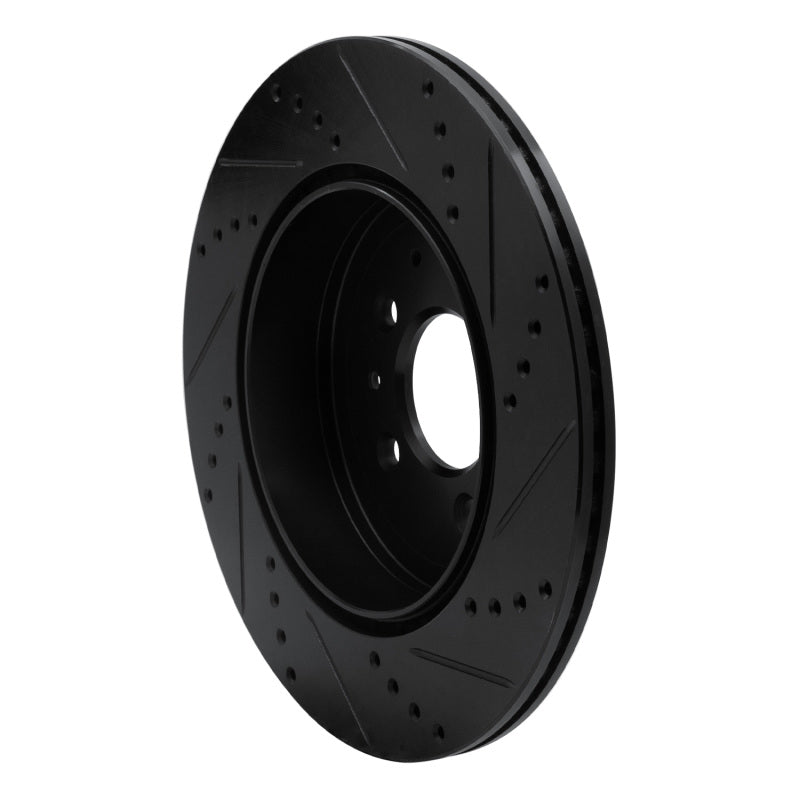 R1 07-15 Mazda CX-9 Rear Left Drilled & Slotted Black Brake Rotor-Brake Rotors - Slot & Drilled-Grocery Getter Performance