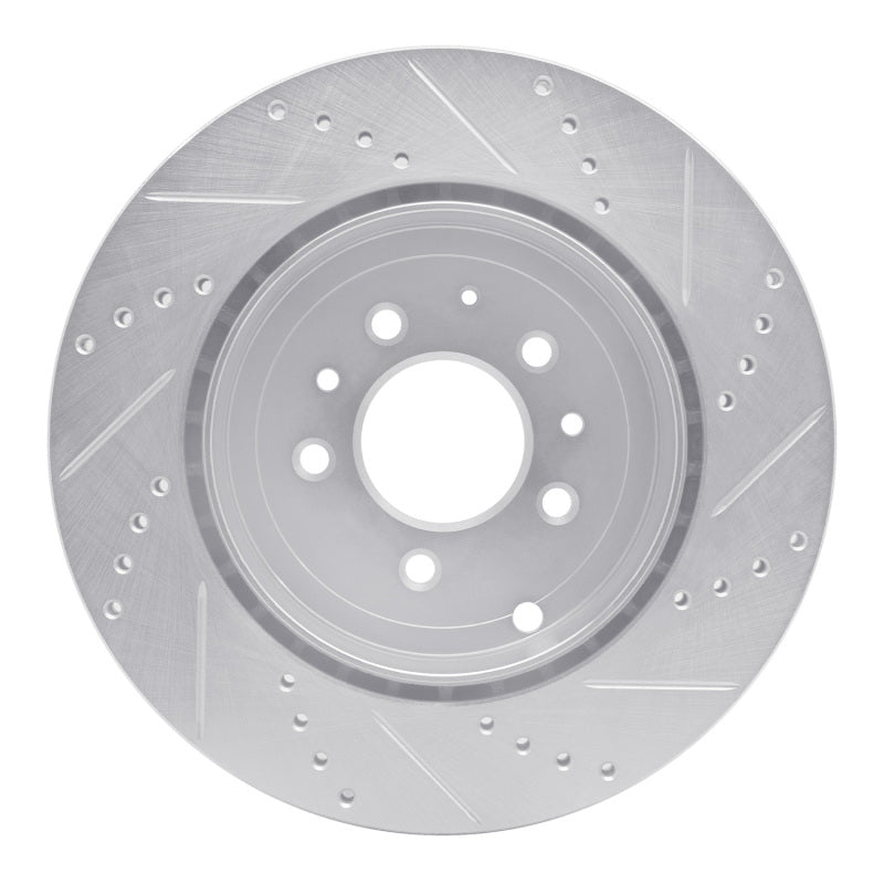 R1 07-15 Mazda CX-9 Rear Left Drilled & Slotted Silver Brake Rotor-Brake Rotors - Slot & Drilled-Grocery Getter Performance