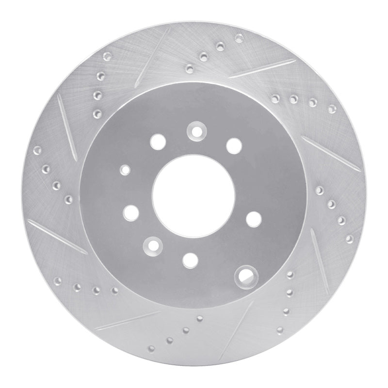 R1 07-15 Mazda CX-9 Rear Left Drilled & Slotted Silver Brake Rotor-Brake Rotors - Slot & Drilled-Grocery Getter Performance