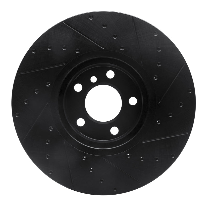 R1 07-18 BMW X5 Front Left Drilled & Slotted Black Brake Rotor-Brake Rotors - Slot & Drilled-Grocery Getter Performance