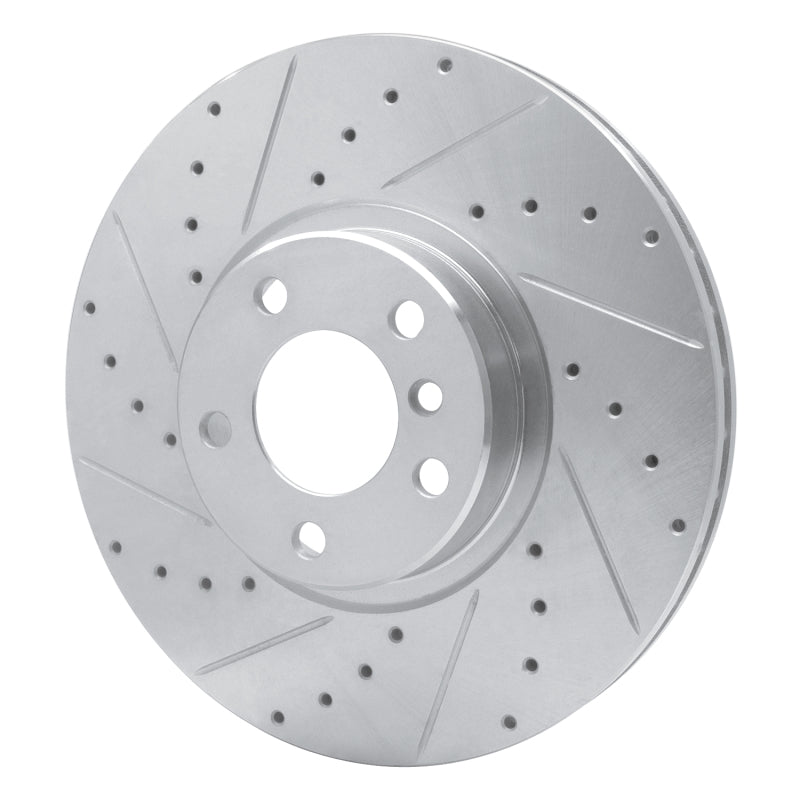 R1 07-18 BMW X5 Front Left Drilled & Slotted Silver Brake Rotor-Brake Rotors - Slot & Drilled-Grocery Getter Performance