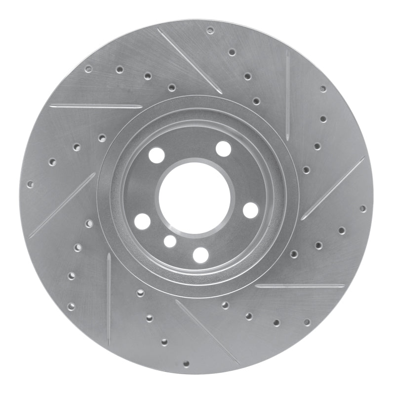 R1 07-18 BMW X5 Front Left Drilled & Slotted Silver Brake Rotor-Brake Rotors - Slot & Drilled-Grocery Getter Performance