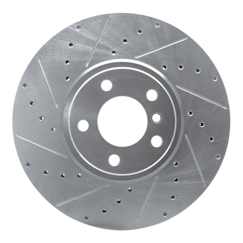 R1 07-18 BMW X5 Front Left Drilled & Slotted Silver Brake Rotor-Brake Rotors - Slot & Drilled-Grocery Getter Performance