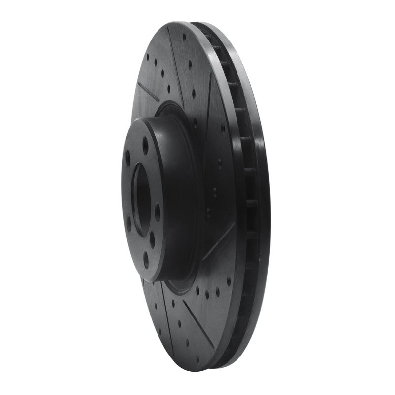 R1 07-18 BMW X6 Front Right Drilled & Slotted Black Brake Rotor-Brake Rotors - Slot & Drilled-Grocery Getter Performance