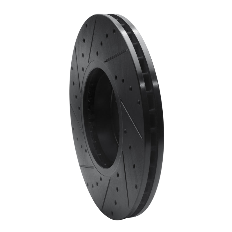 R1 07-18 BMW X6 Front Right Drilled & Slotted Black Brake Rotor-Brake Rotors - Slot & Drilled-Grocery Getter Performance