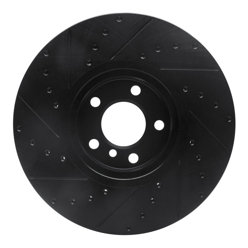 R1 07-18 BMW X6 Front Right Drilled & Slotted Black Brake Rotor-Brake Rotors - Slot & Drilled-Grocery Getter Performance