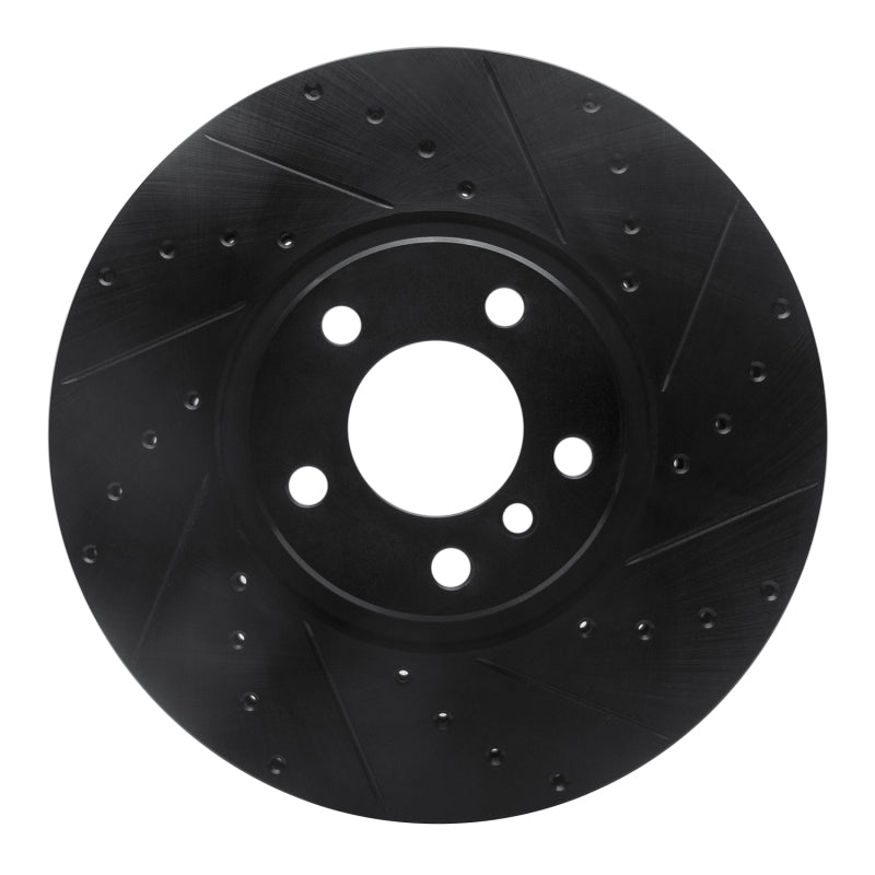 R1 07-18 BMW X6 Front Right Drilled & Slotted Black Brake Rotor-Brake Rotors - Slot & Drilled-Grocery Getter Performance