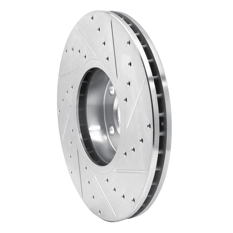 R1 07-19 BMW X5 Front Left Drilled & Slotted Silver Brake Rotor-Brake Rotors - Slot & Drilled-Grocery Getter Performance