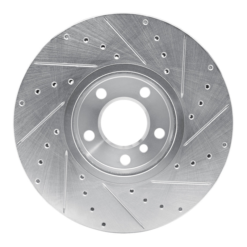 R1 07-19 BMW X5 Front Left Drilled & Slotted Silver Brake Rotor-Brake Rotors - Slot & Drilled-Grocery Getter Performance