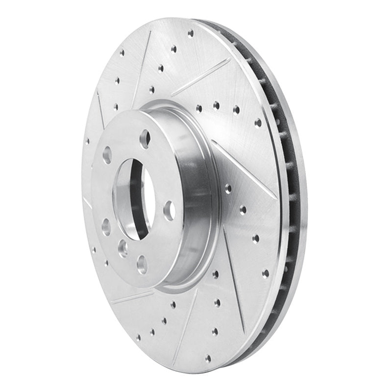 R1 07-19 BMW X5 Front Left Drilled & Slotted Silver Brake Rotor-Brake Rotors - Slot & Drilled-Grocery Getter Performance