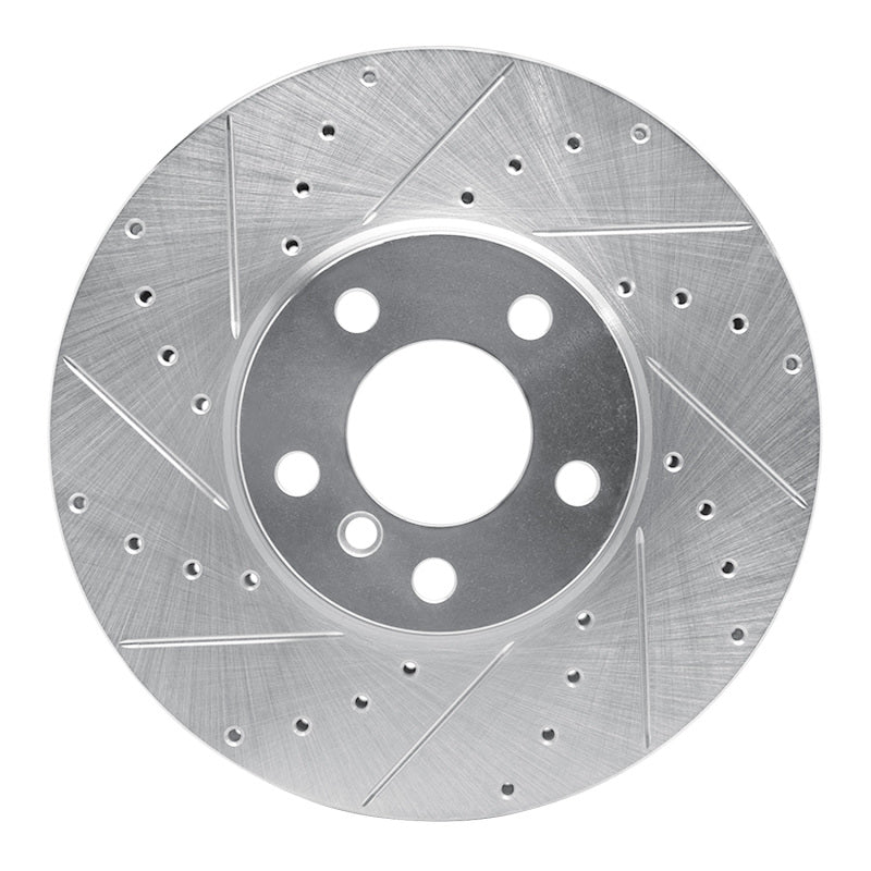 R1 07-19 BMW X5 Front Left Drilled & Slotted Silver Brake Rotor-Brake Rotors - Slot & Drilled-Grocery Getter Performance