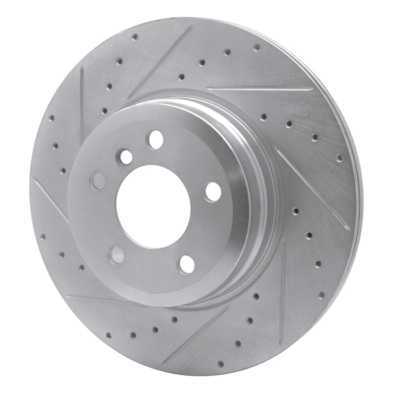 R1 07-19 BMW X5 Rear Left Drilled & Slotted Silver Brake Rotor-Brake Rotors - Slot & Drilled-Grocery Getter Performance
