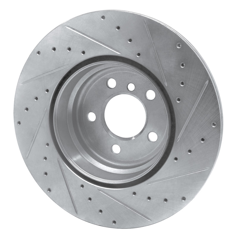 R1 07-19 BMW X5 Rear Left Drilled & Slotted Silver Brake Rotor-Brake Rotors - Slot & Drilled-Grocery Getter Performance
