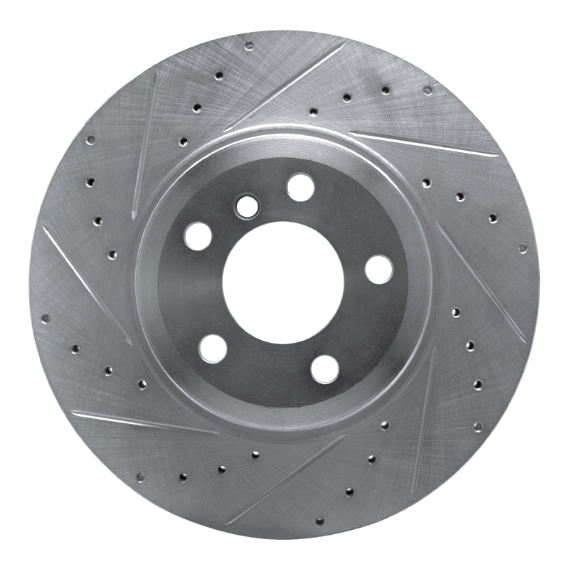 R1 07-19 BMW X5 Rear Left Drilled & Slotted Silver Brake Rotor-Brake Rotors - Slot & Drilled-Grocery Getter Performance