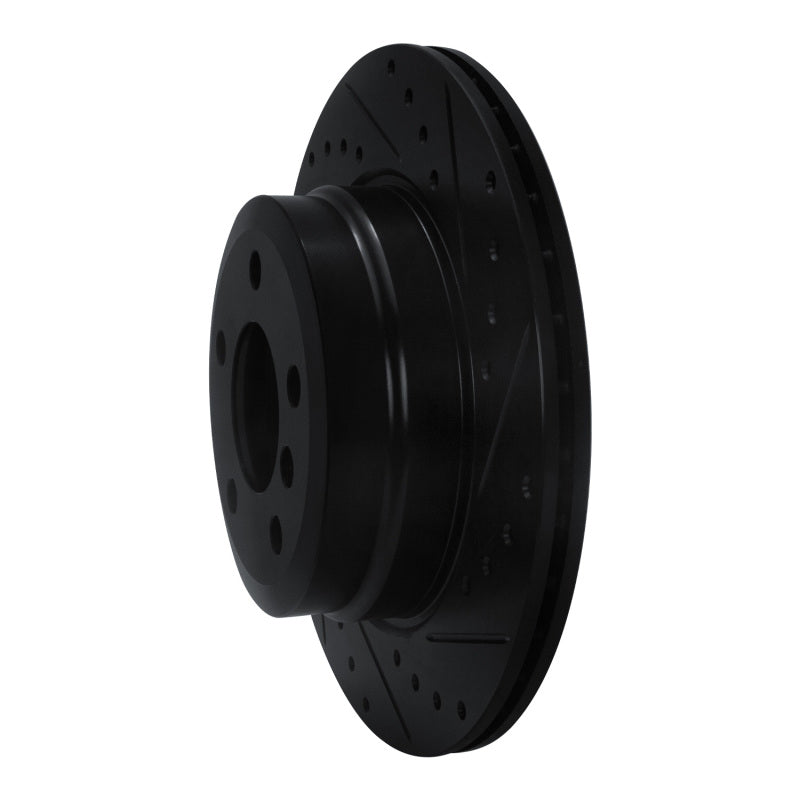 R1 07-19 BMW X5 Rear Right Drilled & Slotted Black Brake Rotor-Brake Rotors - Slot & Drilled-Grocery Getter Performance