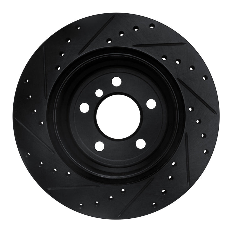 R1 07-19 BMW X5 Rear Right Drilled & Slotted Black Brake Rotor-Brake Rotors - Slot & Drilled-Grocery Getter Performance