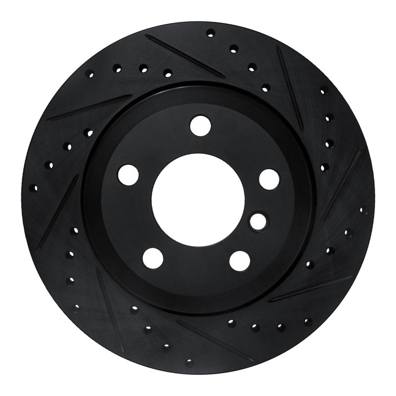 R1 07-19 BMW X5 Rear Right Drilled & Slotted Black Brake Rotor-Brake Rotors - Slot & Drilled-Grocery Getter Performance