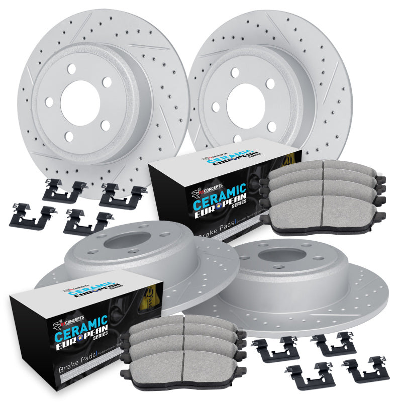 R1 07-19 BMW X6 Front & Rear Drill/Slot Carbon Coated Rotor Set w/Euro Ceramic Pads-Brake Rotors - Slot & Drilled-Grocery Getter Performance