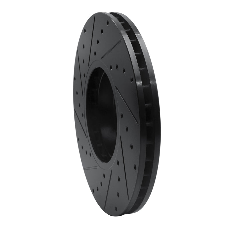 R1 07-19 BMW X6 Front Right Drilled & Slotted Black Brake Rotor-Brake Rotors - Slot & Drilled-Grocery Getter Performance