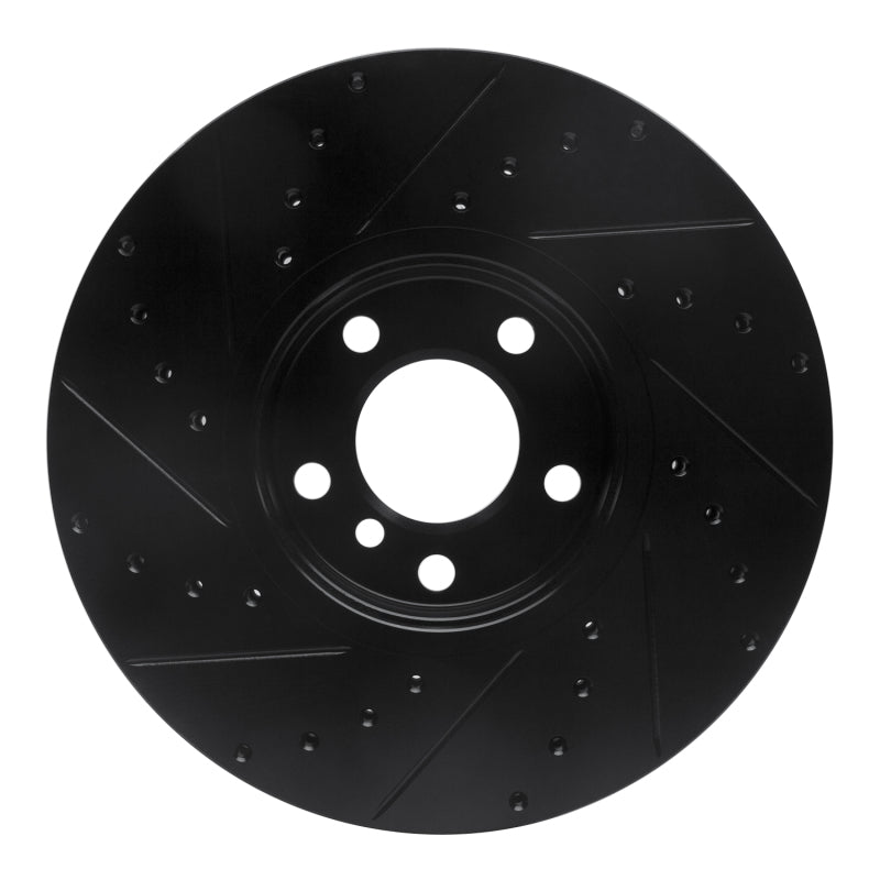 R1 07-19 BMW X6 Front Right Drilled & Slotted Black Brake Rotor-Brake Rotors - Slot & Drilled-Grocery Getter Performance