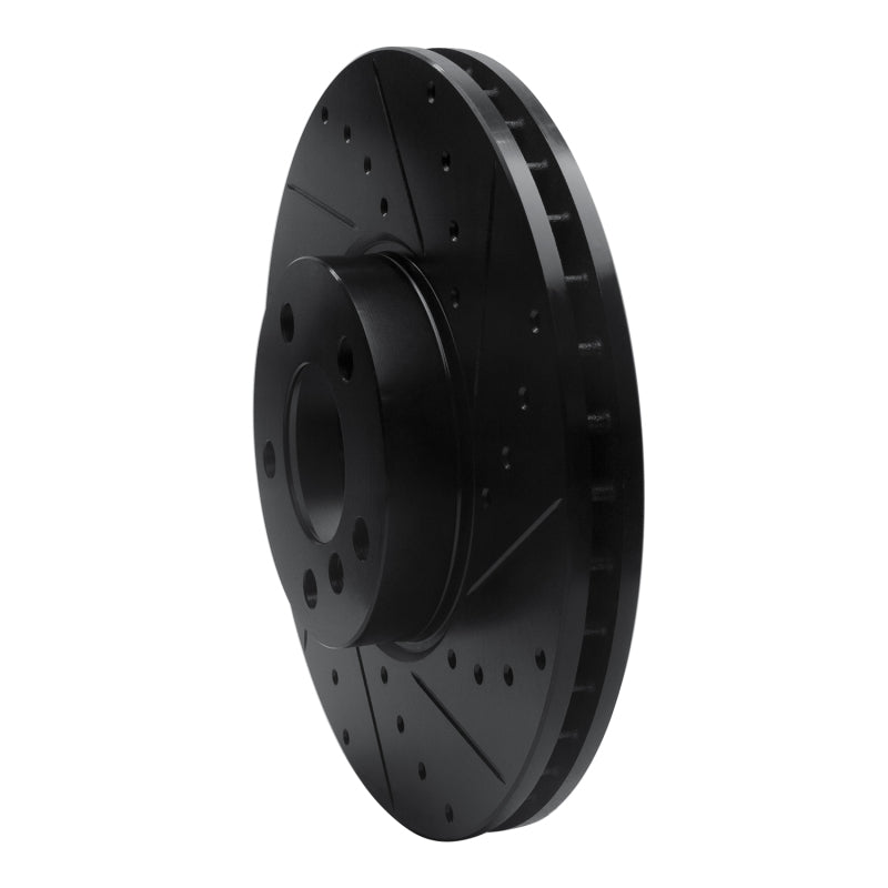 R1 07-19 BMW X6 Front Right Drilled & Slotted Black Brake Rotor-Brake Rotors - Slot & Drilled-Grocery Getter Performance