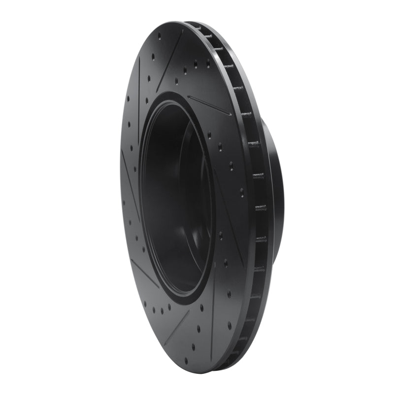 R1 07-19 BMW X6 Rear Right Drilled & Slotted Black Brake Rotor-Brake Rotors - Slot & Drilled-Grocery Getter Performance