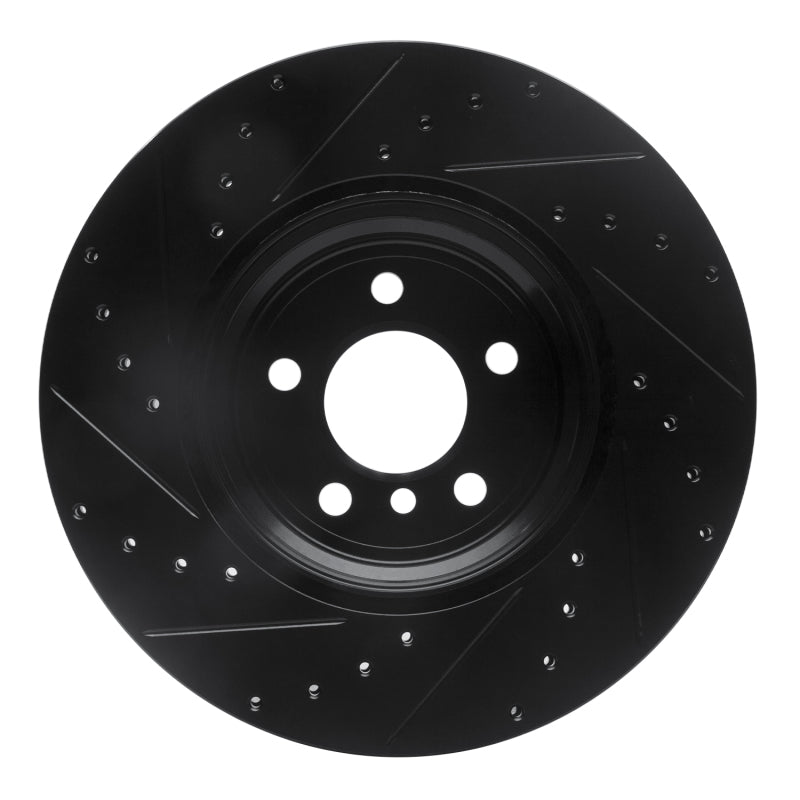 R1 07-19 BMW X6 Rear Right Drilled & Slotted Black Brake Rotor-Brake Rotors - Slot & Drilled-Grocery Getter Performance
