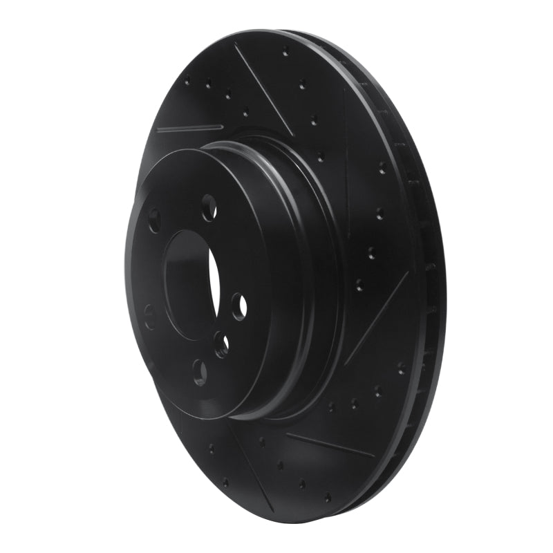 R1 07-19 BMW X6 Rear Right Drilled & Slotted Black Brake Rotor-Brake Rotors - Slot & Drilled-Grocery Getter Performance