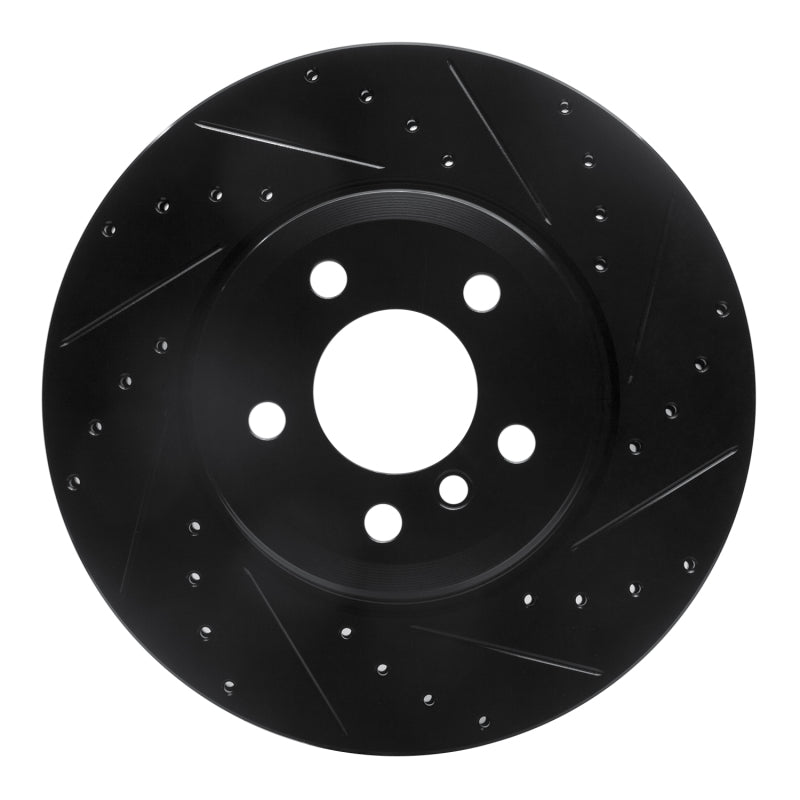 R1 07-19 BMW X6 Rear Right Drilled & Slotted Black Brake Rotor-Brake Rotors - Slot & Drilled-Grocery Getter Performance