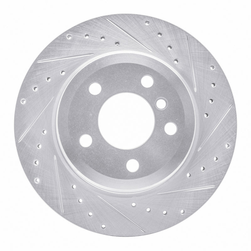 R1 07-19 BMW X6 Rear Right Drilled & Slotted Silver Brake Rotor-Brake Rotors - Slot & Drilled-Grocery Getter Performance