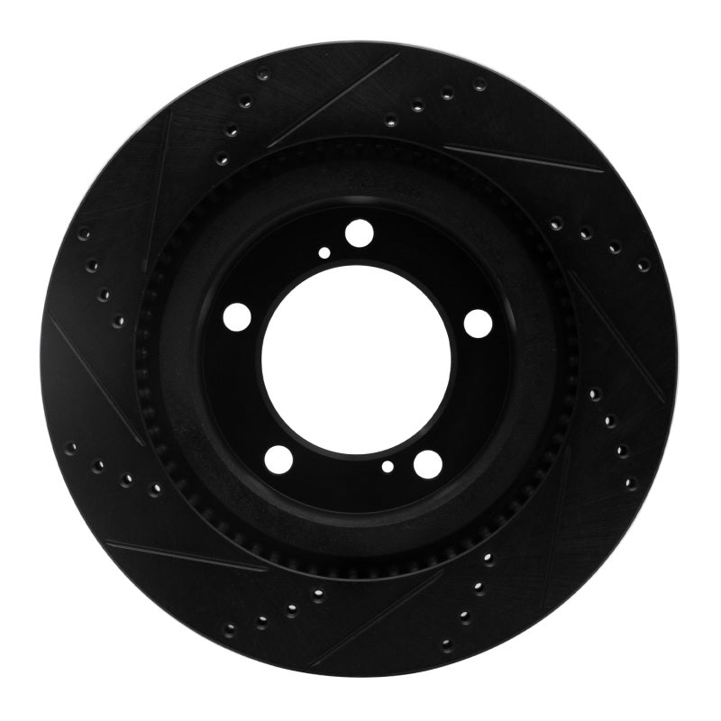 R1 07-22 Lexus LX570 Front Right Drilled & Slotted Black Brake Rotor-Brake Rotors - Slot & Drilled-Grocery Getter Performance