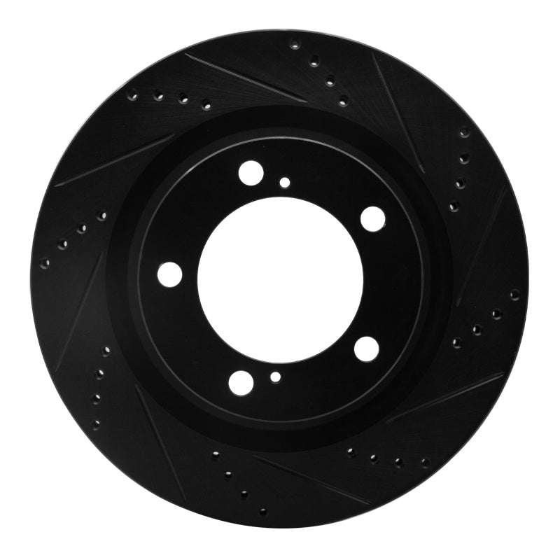 R1 07-22 Lexus LX570 Front Right Drilled & Slotted Black Brake Rotor-Brake Rotors - Slot & Drilled-Grocery Getter Performance