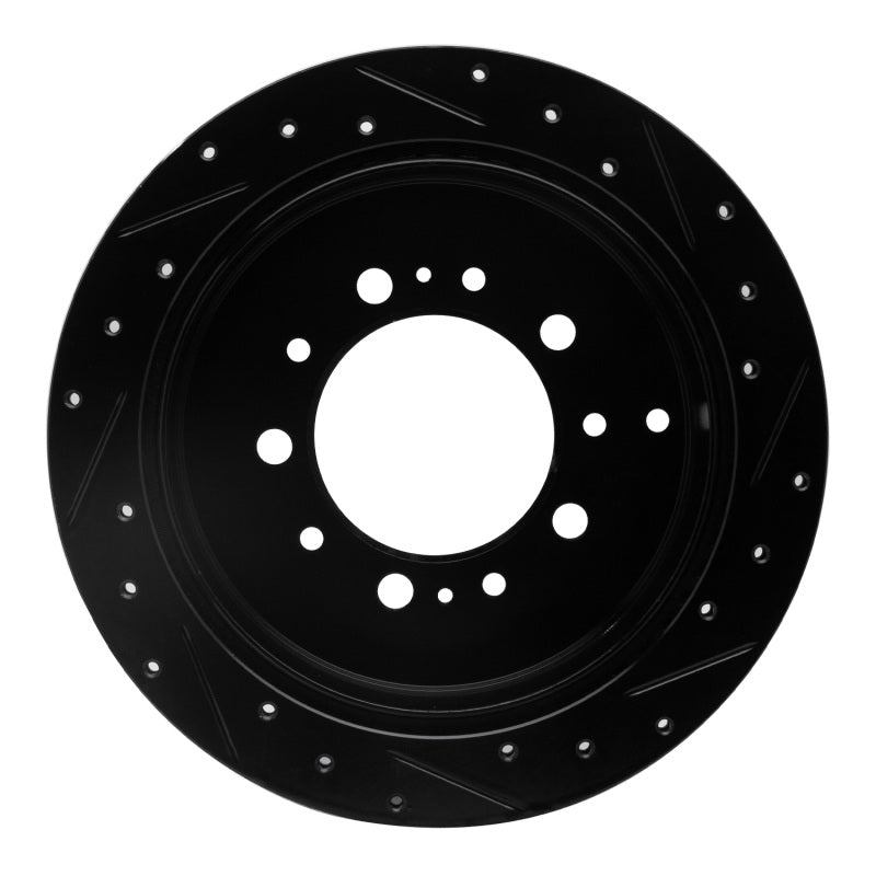 R1 07-22 Lexus LX570 Rear Left Drilled & Slotted Black Brake Rotor-Brake Rotors - Slot & Drilled-Grocery Getter Performance