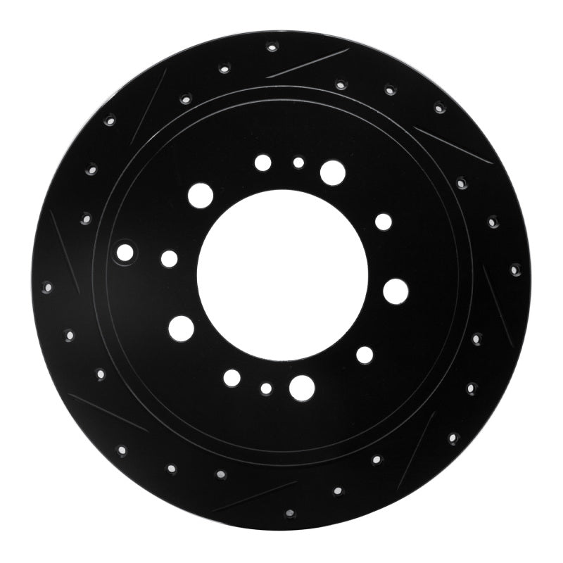 R1 07-22 Lexus LX570 Rear Left Drilled & Slotted Black Brake Rotor-Brake Rotors - Slot & Drilled-Grocery Getter Performance