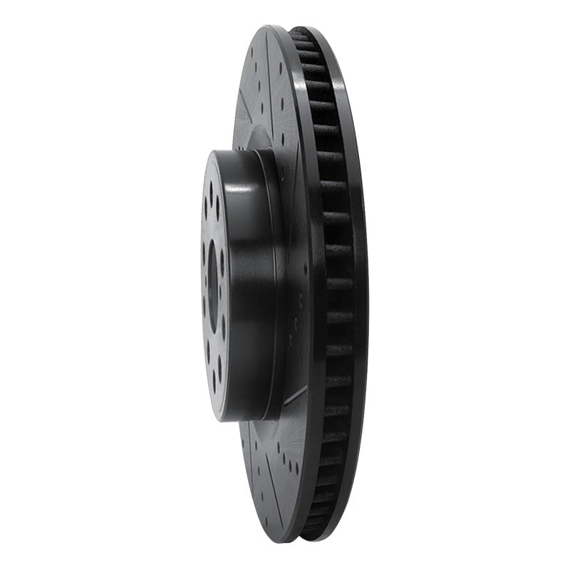 R1 07-23 Lexus LS460 Front Right Drilled & Slotted Black Brake Rotor-Brake Rotors - Slot & Drilled-Grocery Getter Performance