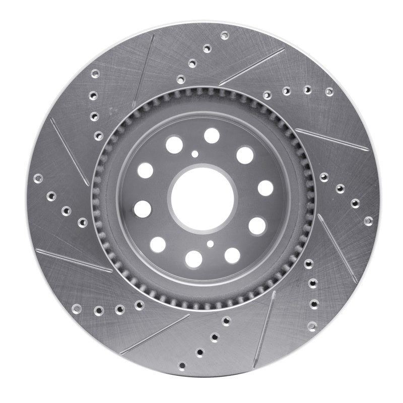R1 07-23 Lexus LS460 Front Right Drilled & Slotted Silver Brake Rotor-Brake Rotors - Slot & Drilled-Grocery Getter Performance