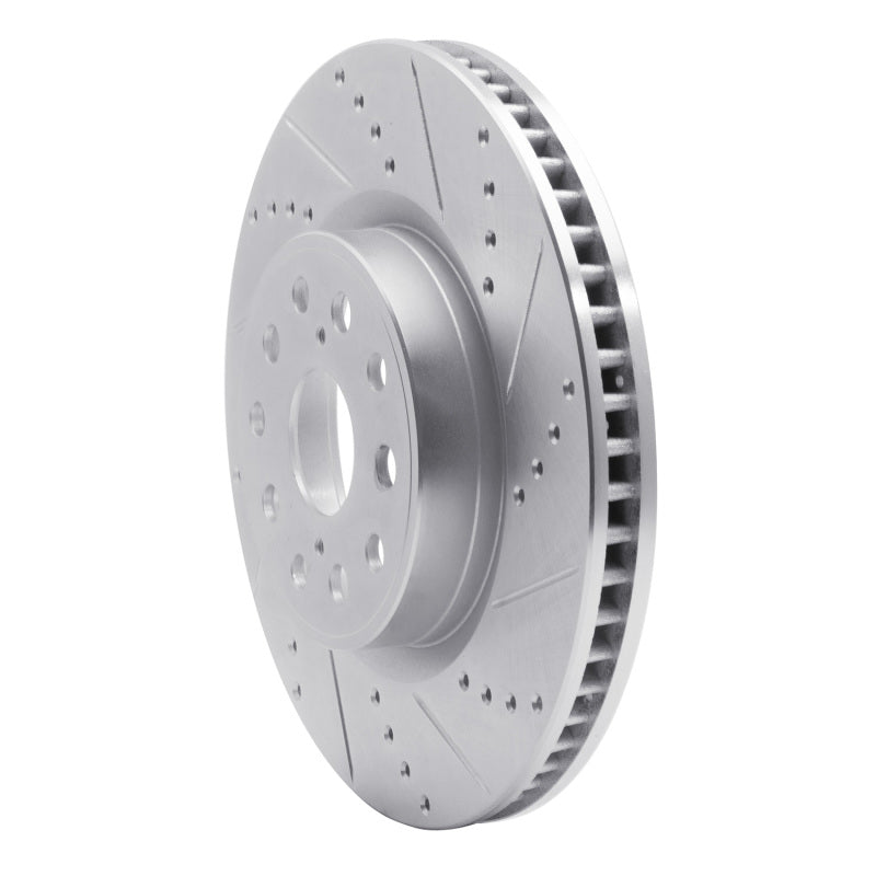 R1 07-23 Lexus LS460 Front Right Drilled & Slotted Silver Brake Rotor-Brake Rotors - Slot & Drilled-Grocery Getter Performance