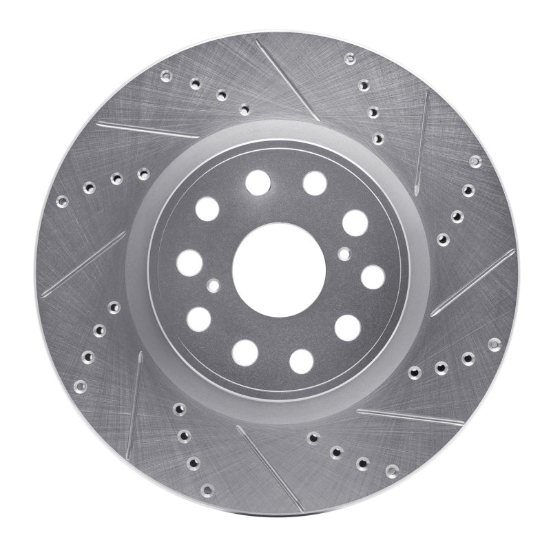 R1 07-23 Lexus LS460 Front Right Drilled & Slotted Silver Brake Rotor-Brake Rotors - Slot & Drilled-Grocery Getter Performance