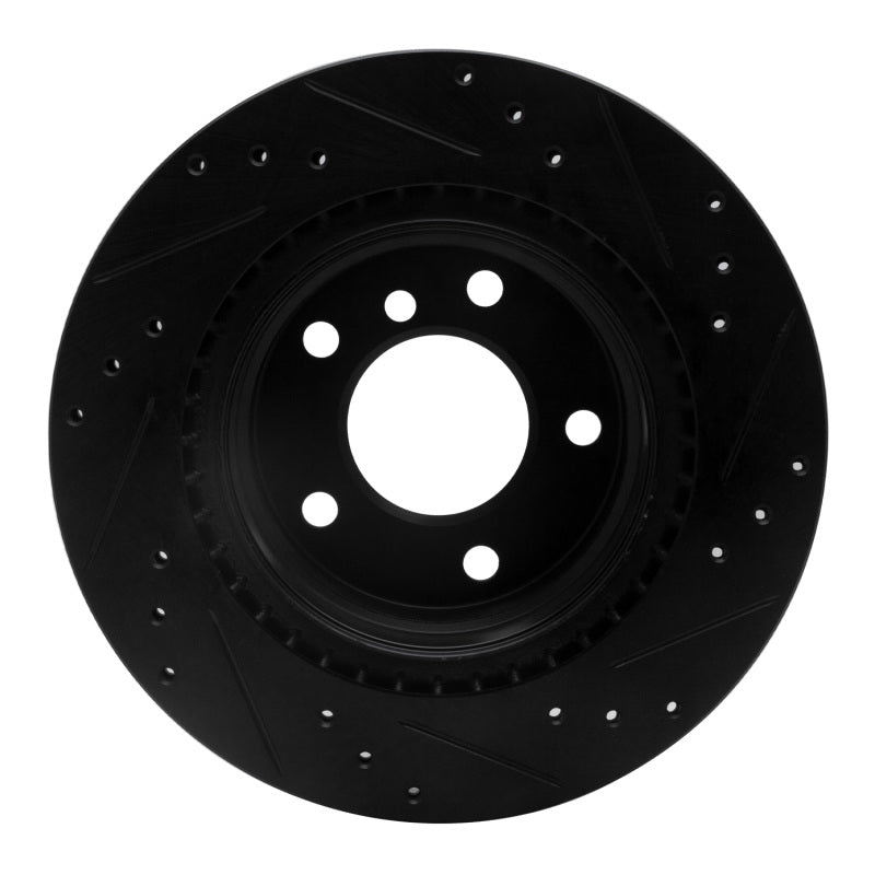R1 08-13 BMW 128I Rear Left Drilled & Slotted Black Brake Rotor-Brake Rotors - Slot & Drilled-Grocery Getter Performance