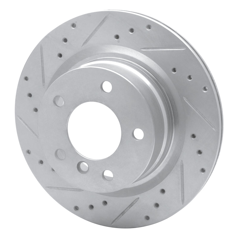 R1 08-13 BMW 128I Rear Left Drilled & Slotted Silver Brake Rotor-Brake Rotors - Slot & Drilled-Grocery Getter Performance